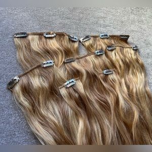 100% Remy Human Hair Golden Blonde Clip In Hair Extensions